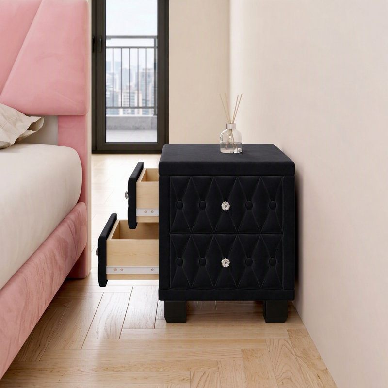 18.1 " W Solid Wood Bachelor's Chest Nightstand, Noir