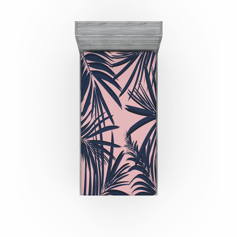 Drap-housse orange Ambesonne, Bleu nuit, rose pâle / floral, Drap-housse pour lit simple TG