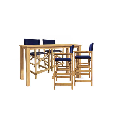 Mountford 5-Piece Rectangular Teak Outdoor Counter Height Dining Set with Folding Armchairs