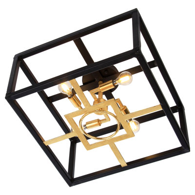 European 4 - Light 17.5" Caged Square / Rectangle Flush Mount