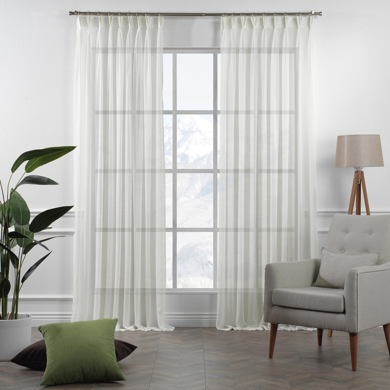 Sheer Single Curtain Panel, Off-White, 130cm Width x 500cm Drop
