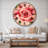 Big Pink Rose Flower with Leaves - Traditional wall clock-36845680
