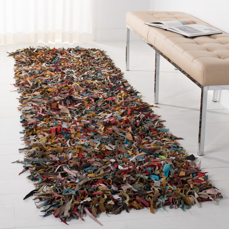 Godsey Handwoven Leather Abstract Rug