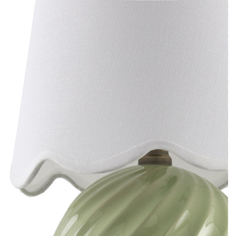 Wyatan Table Lamp, Green, White Linen