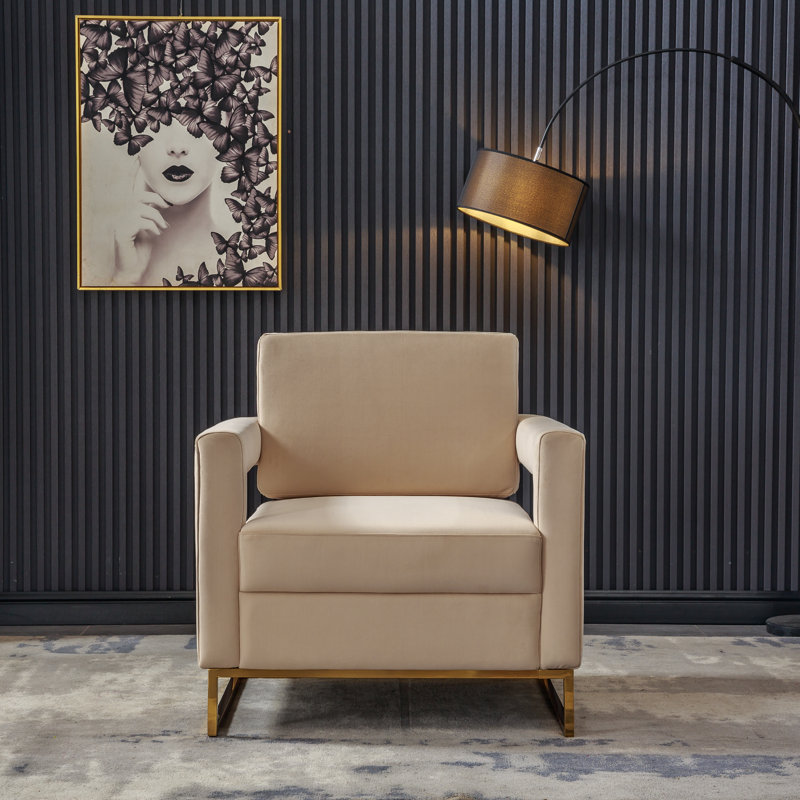 Fauteuil Teagann, Velours crème