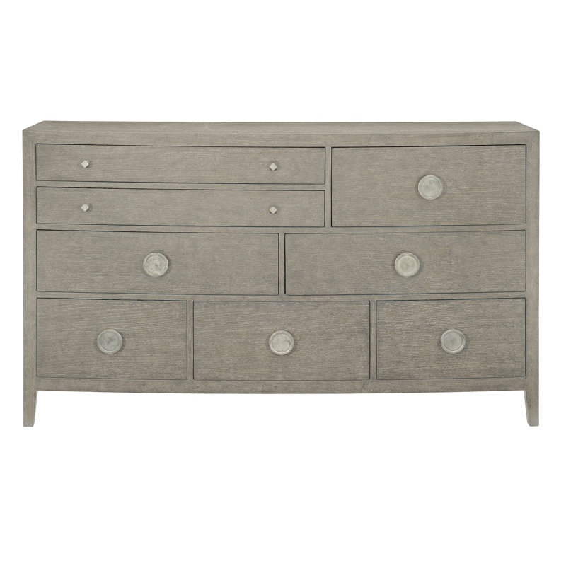 Linea 8 - Drawer Solid Wood Dresser, Linea - Cerused Greige Finish