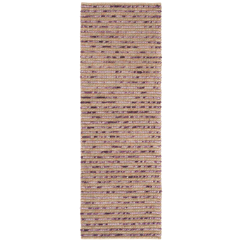 Ferrera Abstract Hand-Knotted Purple/Beige/Orange Area Rug, Runner 2'6" x 8'