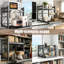 2 Tier Expandable Microwave Stand with Pull Out Sliding Tray & 6 Hooks