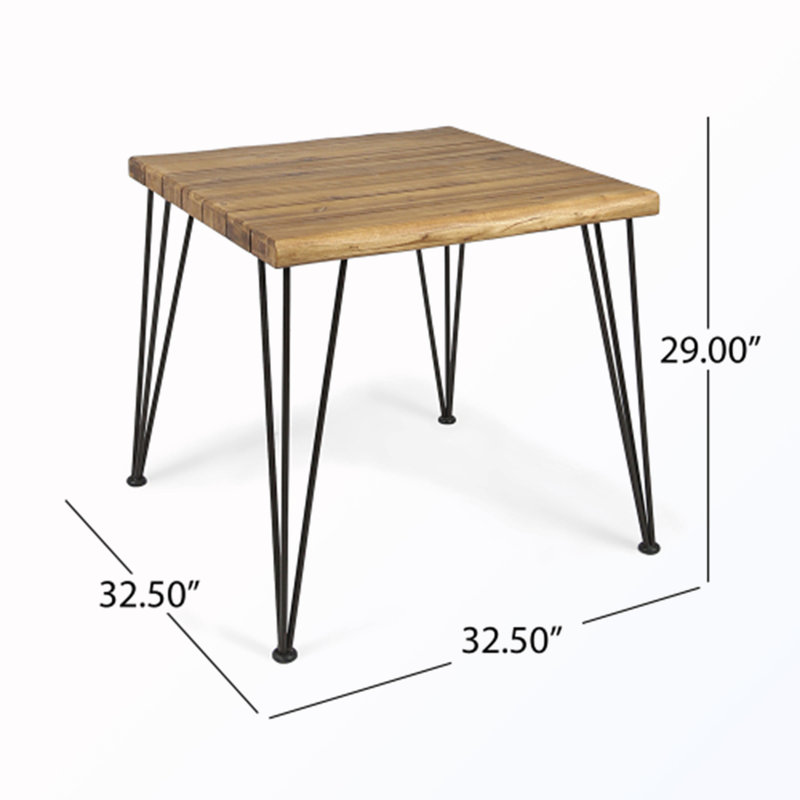 Ensemble repas d'extérieur pour 4 avec table carrée et chaises en rotin