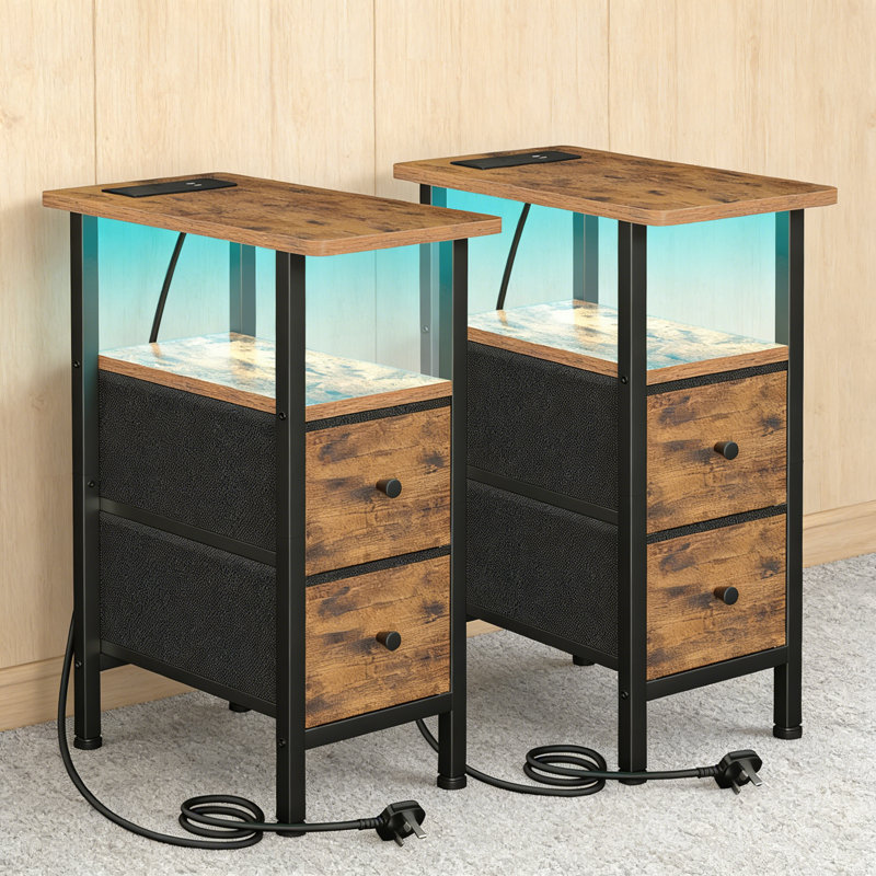 20cm W Metal Bedside Table