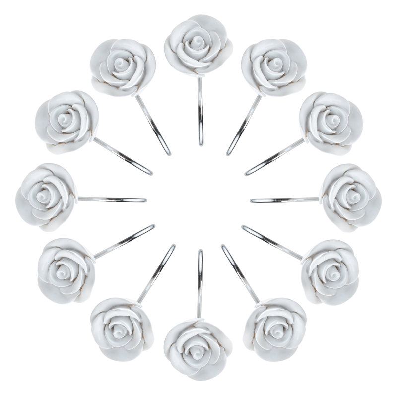 Crochets de rideau de douche Rose, Blanc