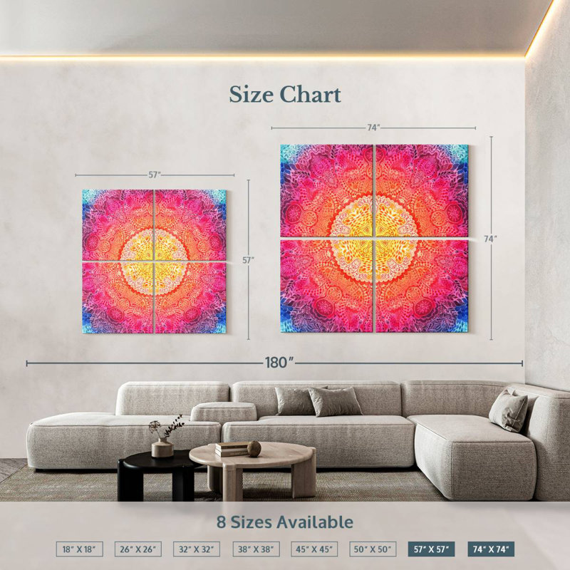Mandala oriental, H 57 po x l 57 po