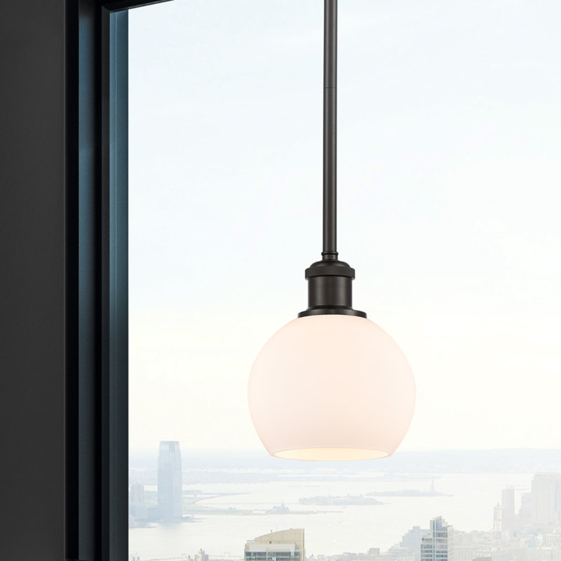 Luminaire suspendu sphère 1 lumière Cindi, Blanc, H 7,88 po x l 6 po x P 6 po, Bronze huilé