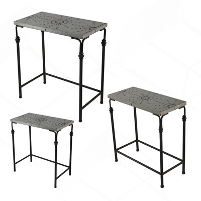 Set of 3 The Gilbert Nesting Tables Metal Plant Stand, L:24x14x26" M:21.5x11.5x23" S:19x9x20"