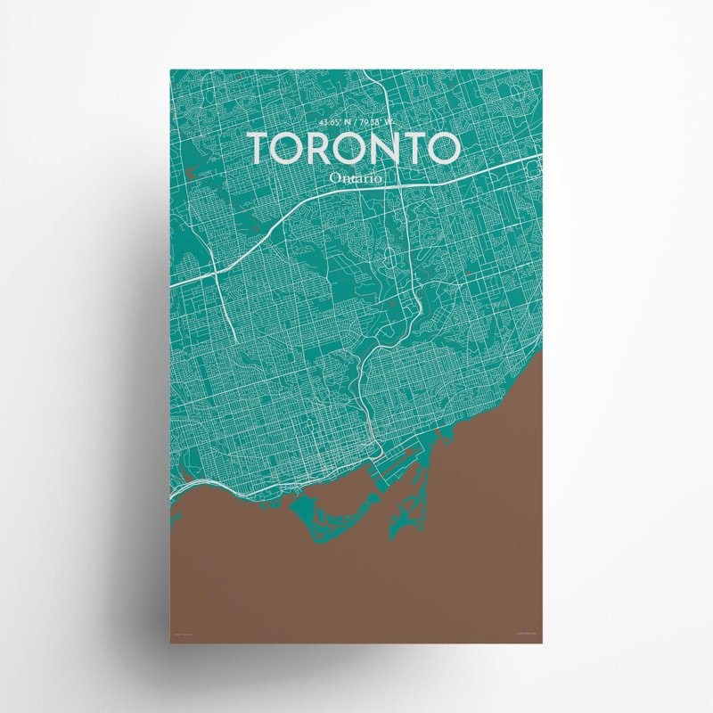 Toronto City Map In Nature - No Frame Print, 17cm H x 11cm W x 0.05cm D