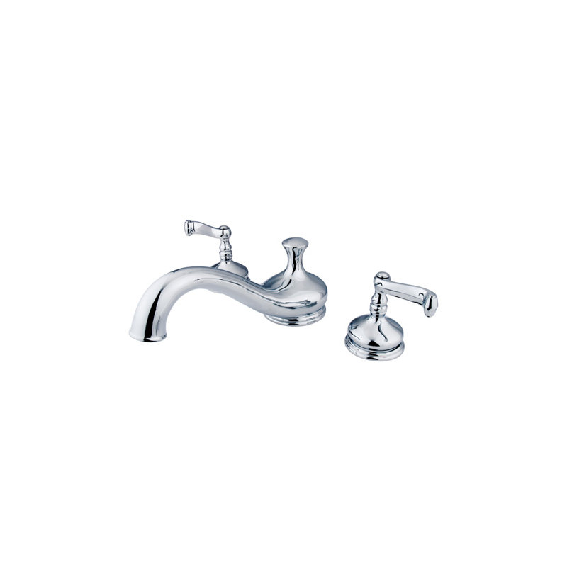 Double Handle Deck Mounted Roman Tub Faucet, Polished Chrome