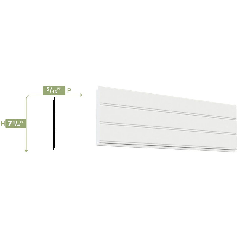 96" White PVC Reversible Bead/Nickel Gap Baseboard Moulding
