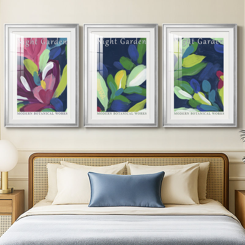 Affiches d'exposition Night Garden I, Argent argent, H 15 po x l 19 po