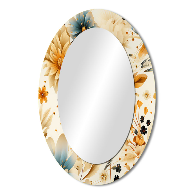Siddharth - Miroir mural beige traditionnel, H 36 po x l 24 po