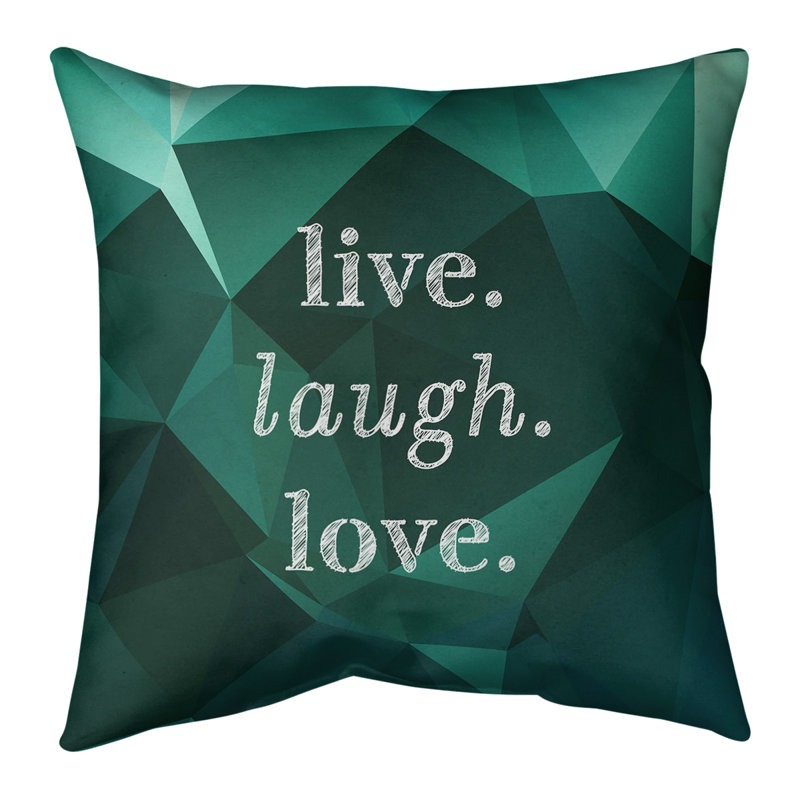 Housse de coussin en lin Faux Gemstone Live Laugh Love, 18 po x 18 po, Émeraude