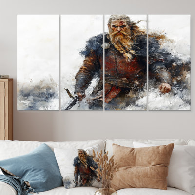 Warrior Red Viking Portrait - ensemble d'art mural sur toile Warrior Viking