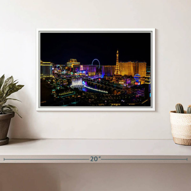 Las Vegas, Cadre flottant blanc, 13 po x 9 po