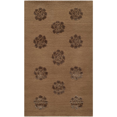 Brosley Medallions Hand Knotted Silk/Wool Cocoa Rug