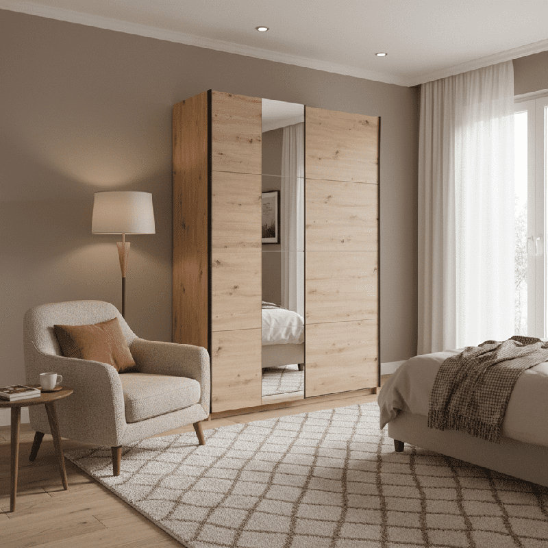Cashlynn Manufactured Wood Wardrobe, Oak 