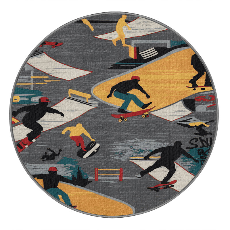  Tapis lavable pour skateboard, Rond 8 pi
