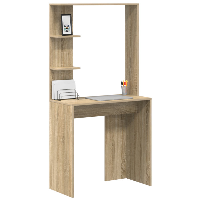 Computer Desk Solid Wood, MDF Compact, Sonoma Oak