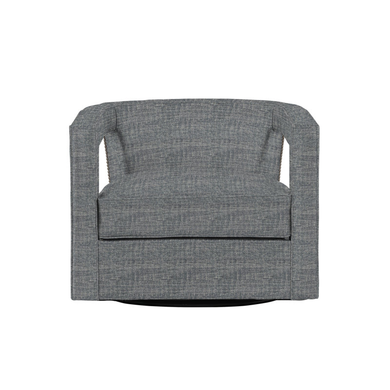 Alana 32.5'' Wide Swivel Barrel Chair, Antique Nickel, Dark Grey Chenille 5533-011