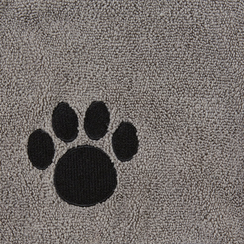 Couverture en polyester AQUA brodé PAW, L 26 po x l 16 po, Gris