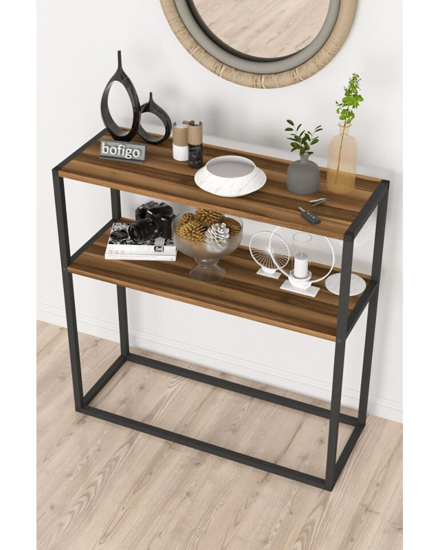 Aigar 90cm Console Table, Brown/Black