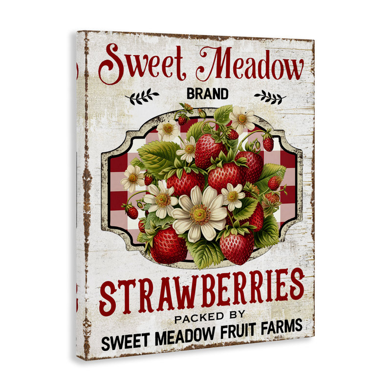 Art mural sur toile Sweet Meadow Strawberries par Creatif Belle bp-627_CN, H 20 po x l 16 po
