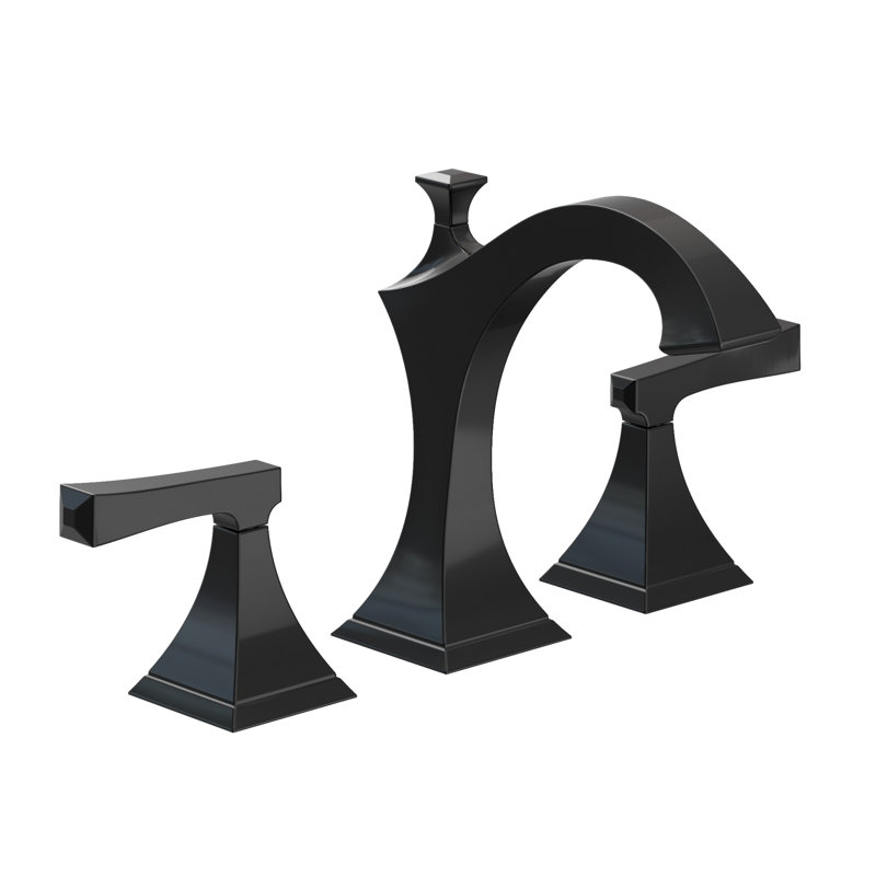 Joffrey Widespread Bathroom Faucet with Drain Assembly, Gloss Black