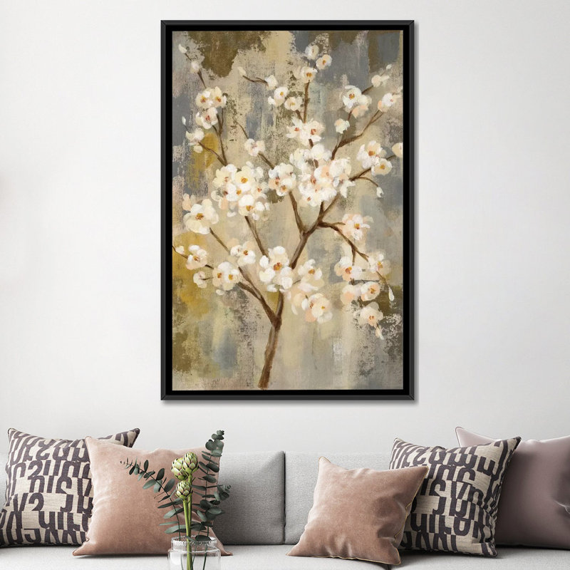 « neutral branches i », impression sur toile, H 26 po x l 18 po x P 1,5 po, Toile avec cadre noir, Pas de tapis