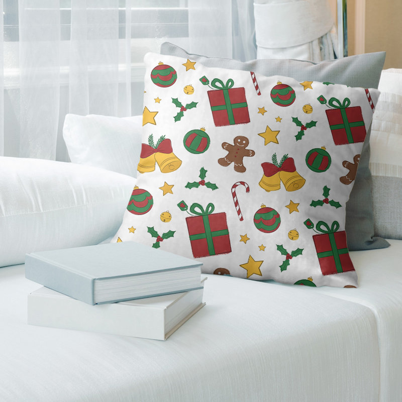 Coussin décoration de noël, 16 po x 1 po, Blanc