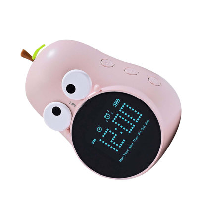 Réveil poire, dessin animé mignon pour enfants, apprentissage de l'anglais, version standard, rechargeable, vert tendre