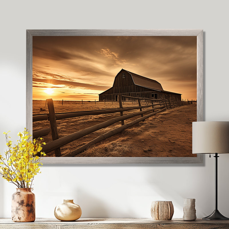 Paysage de grange au crépuscule II - impressions sur toile de ferme, H 30 po x l 40 po x P 1,5 po, Toile tendue