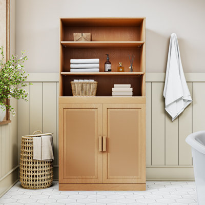 Colette 62″ H Freestanding Linen Cabinet With Adjustable Shelves
