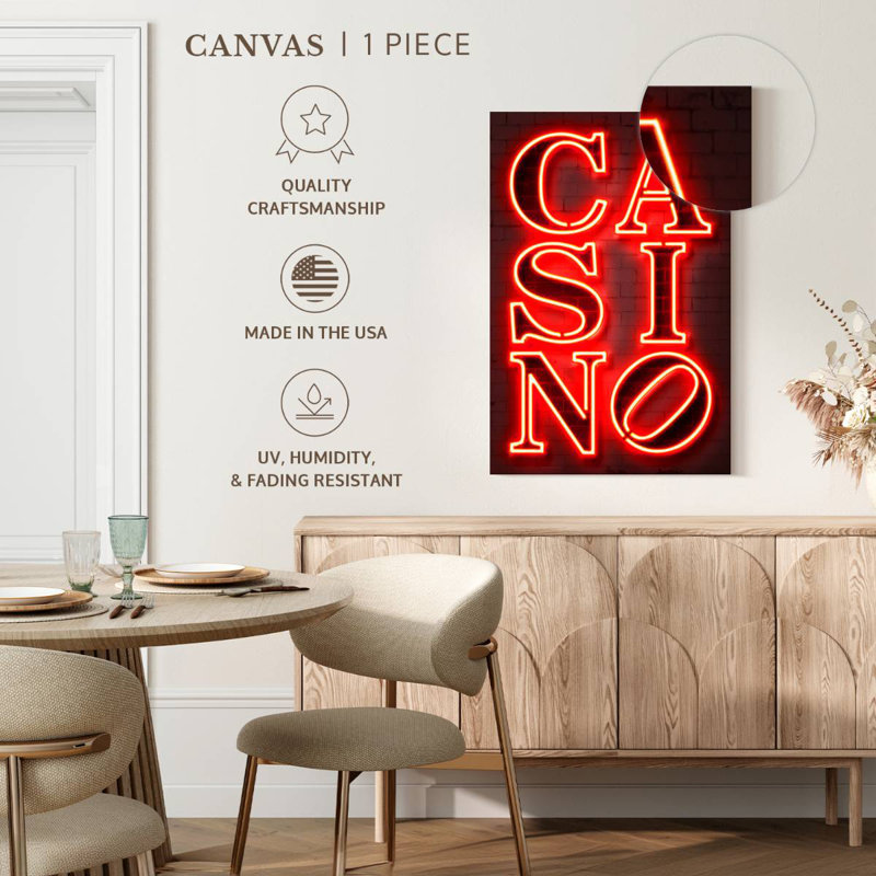 Neon Casino Sign, 12" H x 8" W