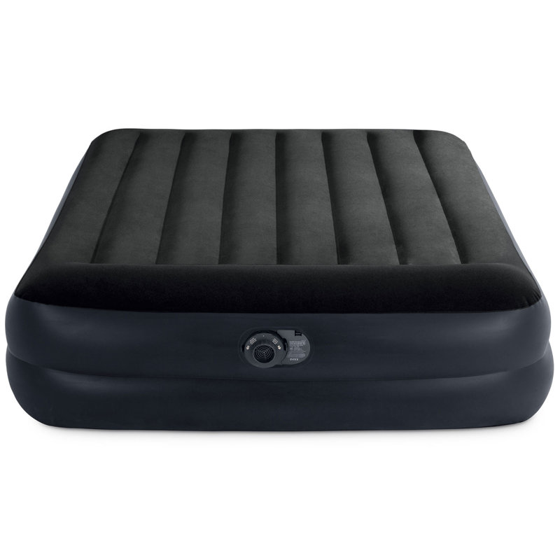 Queen Black Raised Air Mattress with Built-In Pump