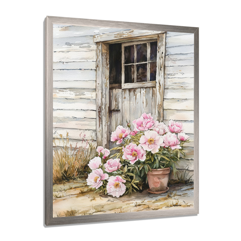 Belleview - impression sur toile florale, H 40 po x l 30 po, Avec cadre, Argent argent