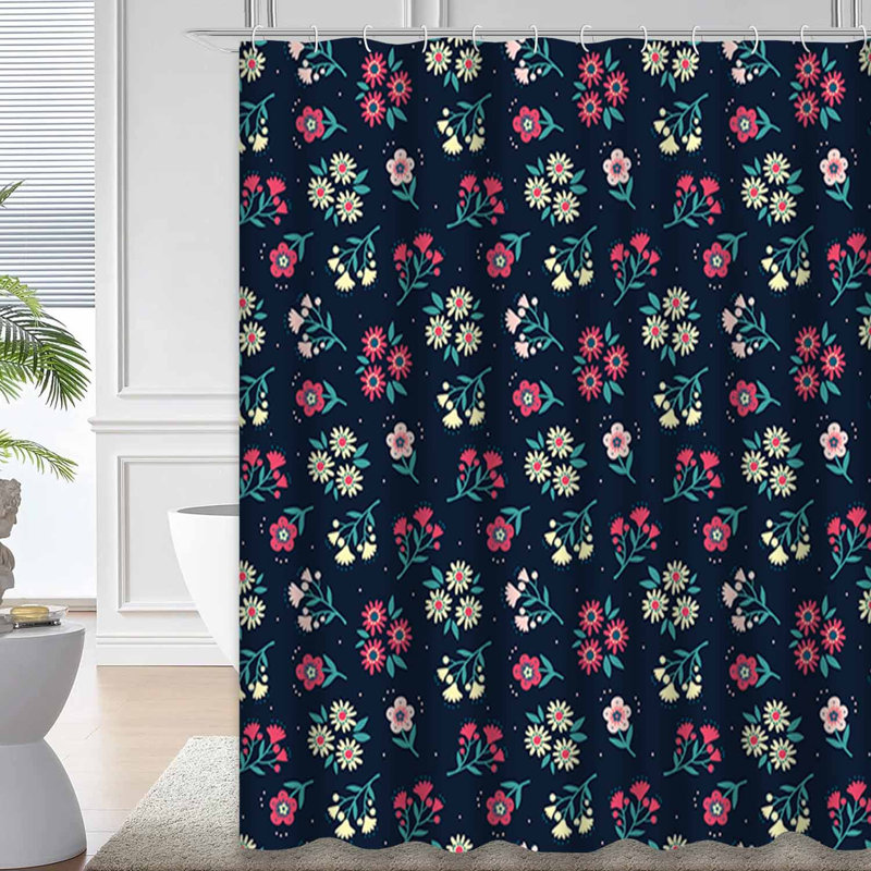Rideau de douche mignon avec 12 crochets, L 72 po x l 84 po