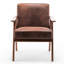 Chaise d'appoint Mid-Century moderne, microfibre brune pour chaise de chambre à coucher confortable, microfibre, structure en bois massif-125816588