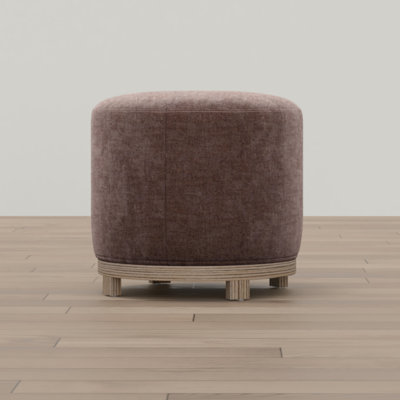 Mid-Century Modern Swivel Ottoman with Wood Base