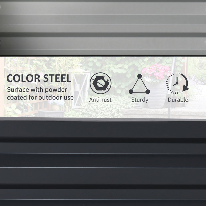 Lit de jardin surélevé en métal Evelin, 1, H 12 po x l 48 po x P 24 po, Gris