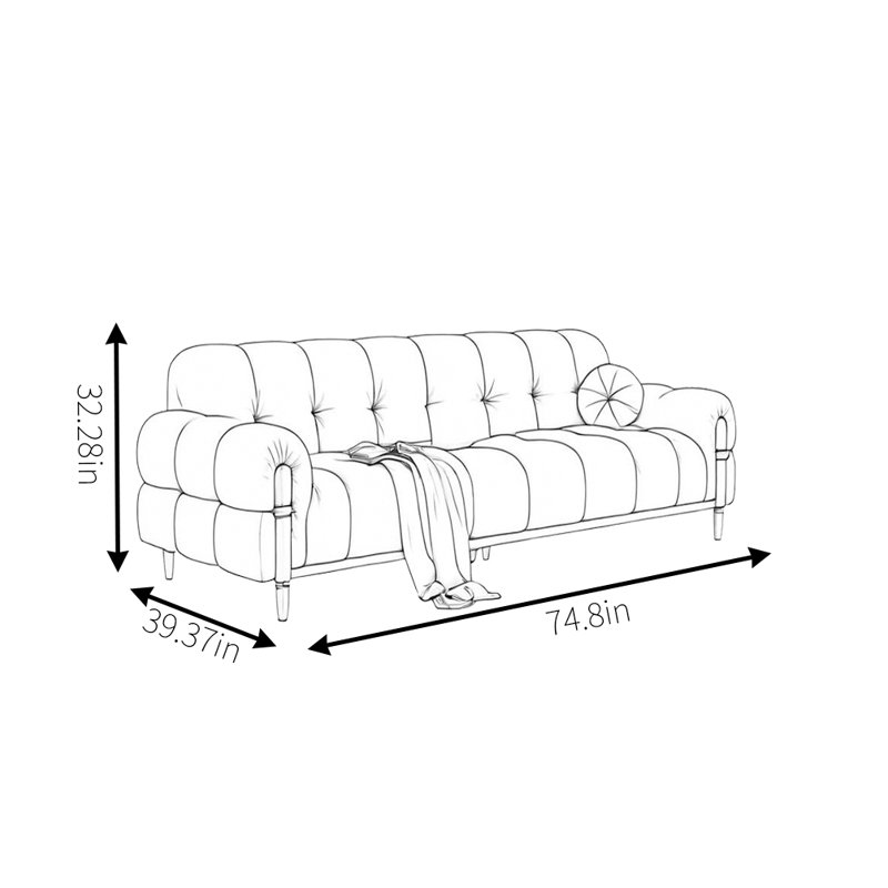 Canapé American Retro, H 32,28 po x l 74,8 po x P 39,37 po