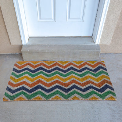 Aniyiah Non-Slip Chevron Doormat