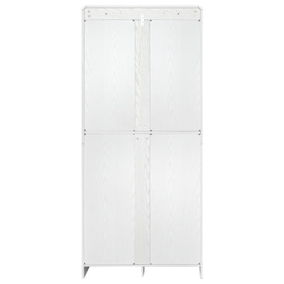 K&K 72" Tall Farmhouse Kitchen Pantry Cabinet With 8 Door Shelves, Curved Design Storage Cabinet With 3 Adjustable Shelves, Hidden Drawer, Versatile Cupboard For Kitchen, Dining & Bathroom, White